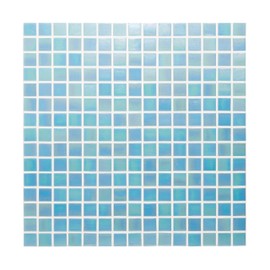 URBN Contemporary Light Sky Blue Iridescent Glass Mosaic Tile for Indoor and Outdoor - Single Sheet (13 inches x 13 inches, 1.15 SQ FT)