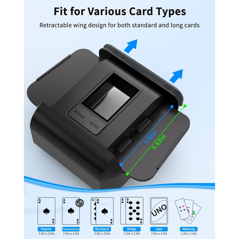 ADZERD Rechargeable Automatic Card Shuffler for 1-2 Decks, Electric Playing