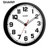 Sharp Atomic Analog Wall Clock - 12" Black Stylish Frame