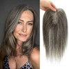 YWGYWG Hair Toppers for Women Real Human Hair, Dark Grey