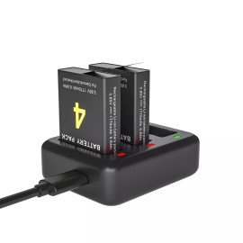 Dji 2-Pack Battery Pack& 3-Channel USB Charger for DJI OSMO Action 3 Action 4