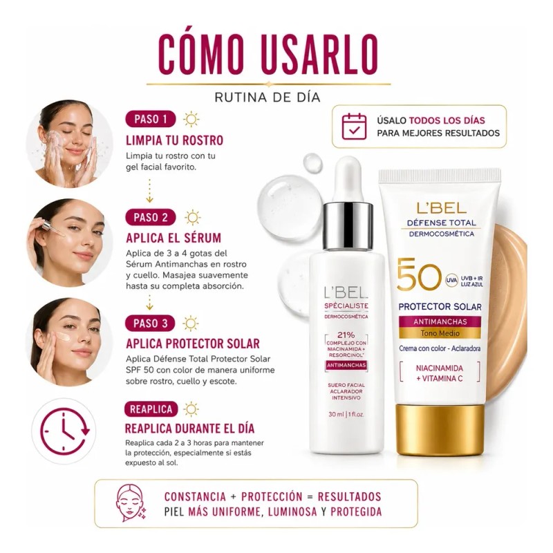 Lbel Antimancha Sérum Niacinamida Protector Solar Tono Medio