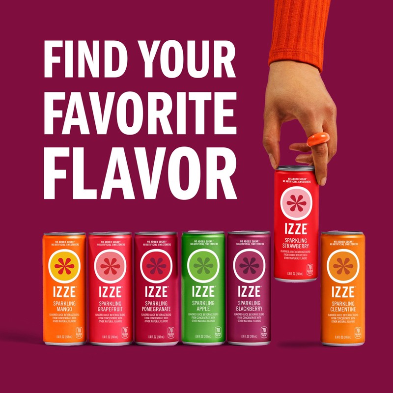 IZZE Sparkling Water Juice Beverage Blend, Blackberry, No Sugar Added,