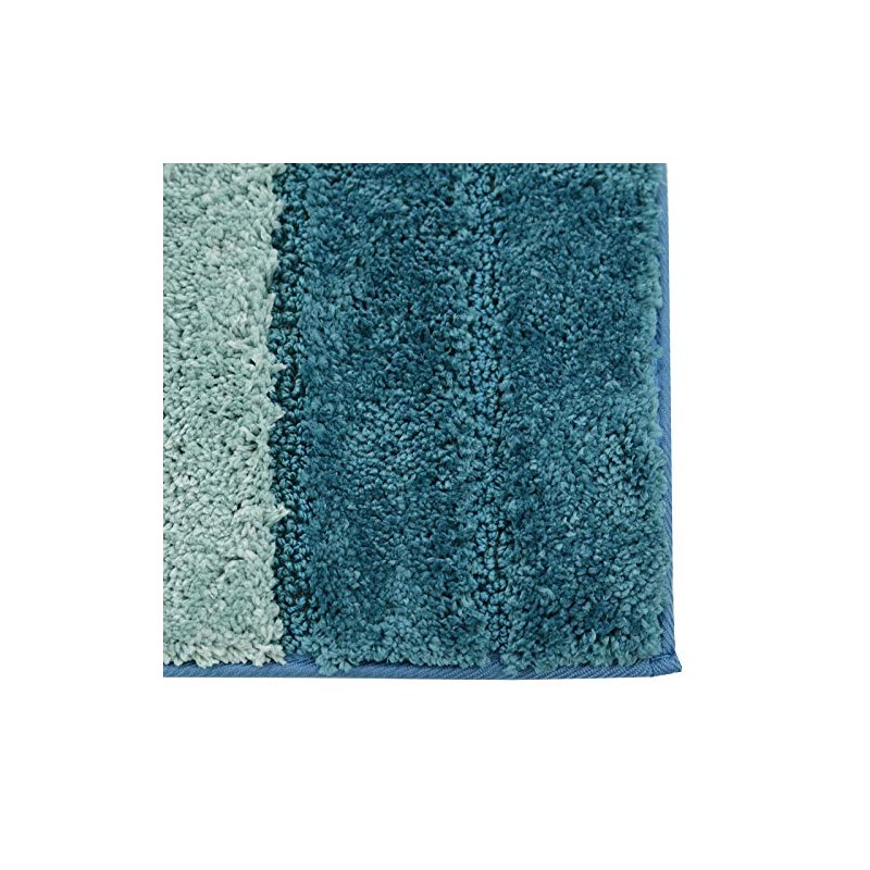 Blue Microfibre Soft Tufted Shades Design Bath Mat Rug Non-Slip