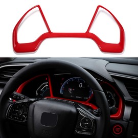 Thenice for 10th Gen Civic Dash Board Instrument Panel Dial Dashboard Trim Cover Frame ABS Decal Interior Moulding Accessories for Honda Civic 2020 2019 2018 2017 2016 -Red