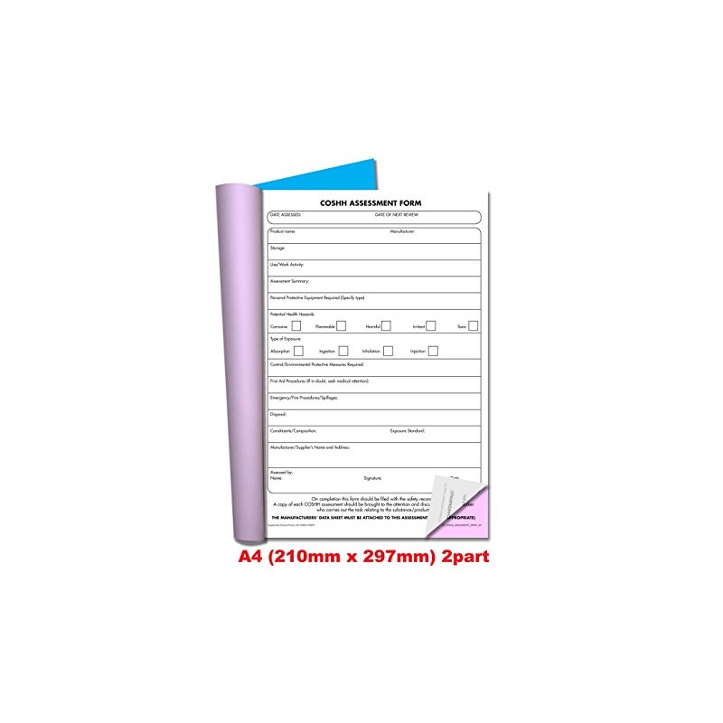Cherry Carbonless COSHH Assessment NCR Duplicate Book A4 50 Sets