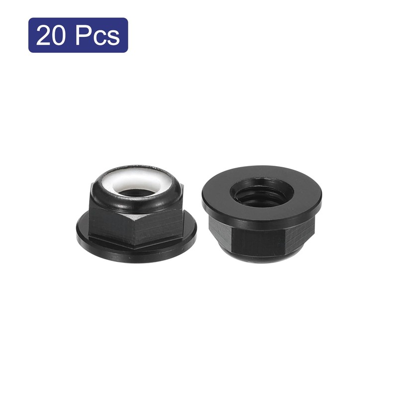 sourcing map M6x1mm Flange Nylon Insert Lock Nuts, 20Pcs Aluminum