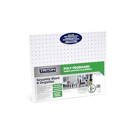Triton Products Poly Pegboards - Set of 2 Wall Panels, Each 22" x 18" x 1/8" with 1/8” Holes, for Home, Office, Garage, Storage and Organization (White)