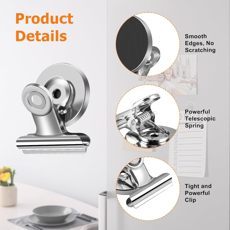 BEANPRECOY 25 Pcs Magnetic Clips, Magnetic Hooks Clips, Strong Refrigerator