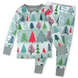 HonestBaby Holiday 2-Piece Pajamas Sleepwear PJs 100% Organic Cotton for Baby, Toddler, Kids, Feelin Pine, 24 Months