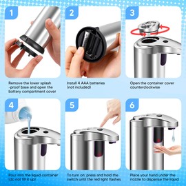 Bensbl Automatic Soap Dispenser Touchless - 2 Pack, Infrared Sensor Activated, Hands-Free Liquid Soap Dispenser for Kitchen & Bathroom, Touch-Free Foaming