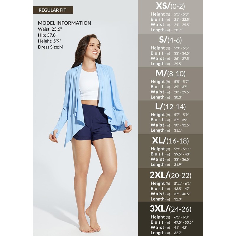 BALEAF Women's rash swim casual long sun protection jacket, C-blue,