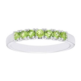 .925 Sterling Silver 1/3 Cttw Natural Green Peridot Gemstone August Birthstone Stacking Ring- Size 5