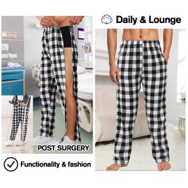 Unisex Tearaway Pajamas Post Surgery Recovery Tear Away Pants 2 Side Snap Open Bottom Loose Fit Pants with Pockets Black M