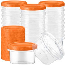 Sieral 36 Pack 8 oz/ 250 ml Freezer Containers with Lids Plastic Twist Top Deli Jars Reusable Freezer Storage Containers for Food Round Wide Mouth Lunch Snacks (Orange)