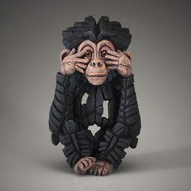 Enesco Edge Sculpture See No Baby Chimpanzee Animal Figurine, 8.4 Inch, Black and Brown