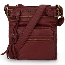 Montana West Crossbody Bag for Women Soft Leather Multi Pocket Purses Vintage Women's Purses and Handbags Red Gift MWC-201BDY