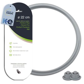 ANAKEL HOME 22 cm/ 8.66in Silicone Gasket & 2 Pressure Valve Seals – Compatible with WMF Perfect Plus V2/V3 Pressure Cookers – Heat-Resistant Replacement, Made in Europe