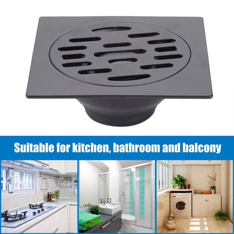 Hapivida Floor Drain, 3.89 Inch Stainless Steel Square Shower Floor