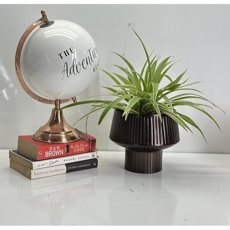 Wide Top Modern Handmade Metal Indoor Planter with Unique Shape,