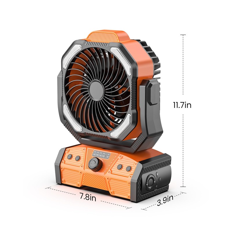 8” Portable Rechargeable Fan, Battery Operated Camping Fan with 27H