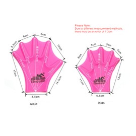 EXCEREY - Guantes de natación de silicona con malla de malla para natación, guantes de natación para niños (rojo rosa, M, un par)