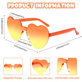 Bouiexye Heart Shaped Sunglasses for Women Transparent Heart Glasses for Bachelorette Birthday Party Favor Valentines Gifts (Gradient)