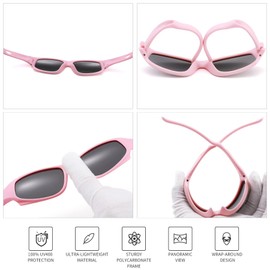Pro Acme TR90 Unbreakable Polarized Sports Sunglasses for Kids Boys and Girls Children Youth Sunglasses for Age 3-12 (All Pink)