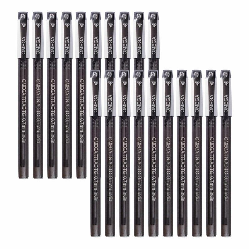 OMEGA Triad-TC Ballpoint Pens, BLACK, Fine Point (0.7 mm), Pack