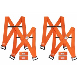 Forearm Forklift Shoulder Harness – Orig. Model - Lift and Move Furniture, appliances, Supports up to 800 lb. Moving Harness Set, 4 Harnesses and 4 Center Straps That are ea 9’4” Long, 2 Pack, Orange