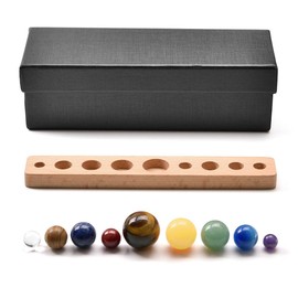 CrystalTears Planet Stone Decoration Universe Galaxy Asteroid Stone Balls Ornament Solar System Handmade Gemstone Home Office Tables Decoration (Nine Planets Decoration)