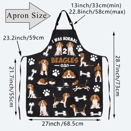 BDPWSS Beagle Apron With Pockets Beagle Lover Gift Beagle Mom Gift I Was Normal 2 Beagles Ago Gift Dog Lover Dog Owner Gift (2 Beagles Ago AP)