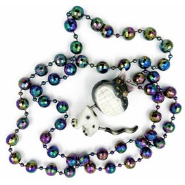 Bobble Head Cat Cheshire Bead Necklace Gasparilla New Orleans Mardi Gras Spring Break Cajun Carnival Festival