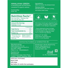 Sukoon Green Tea bags - 50 Tea Bags - 100% Pure Organic Green Tea loose leaf in plastic free tea bags - te verde organico Detox, & Refreshing - anti inflammatory, Caffeinated, Individually Wrapped