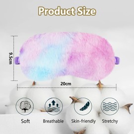 Bicuces 8 Pcs Plush Sleeping Masks Plush Sleeping Eye Masks Covers Silk Sleep Mask Fluffy Comfortable Sleeping Blindfold Rainbow Faux Fur Eye Shade for Travel Sleepover Nap Party Supply Girls Women