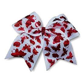 Cheer bows Holographic Red Butterflies Hair Bow