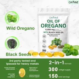 Gwynne Micro Ingredients Aceite De Orégano Cápsulas Oil Of Oregano Blandas 6000mg Por Dosis 300 Cápsulas