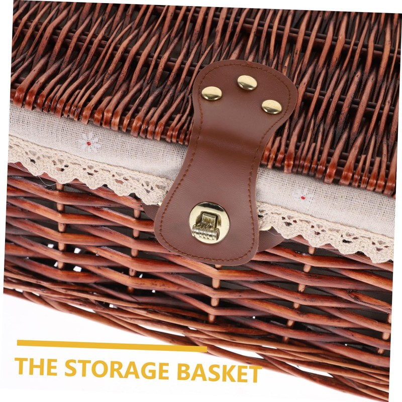 MAGICLULU Lidded Woven Storage Basket with Liner Deep for Organizing