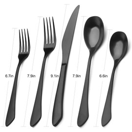 Matte Black Silverware Set, 40-Piece Stainless Steel Flatware Set Service for 8, Satin Finish Tableware Cutlery Set for Home and Restaurant, Dishwasher Safe