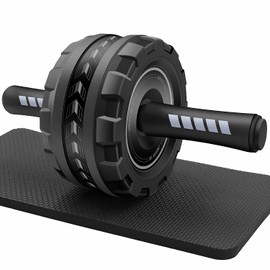 FEELCAT Abdominal Roller, Silent, Wide Roller, High Stability, For Beginners, Women, Load Capacity 440.1 lbs (200 kg), Abroller, Knee Protection Mat, Strength Training Equipment (Gray)