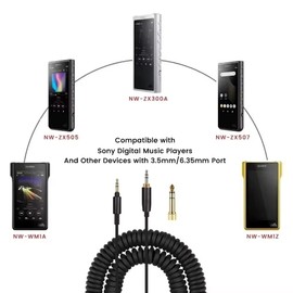 BUTIAO WH-1000XM5 Cable, Replacement Spring Coiled 6.35mm Cable Extension Cord for Sony WH-1000XM5 WH-1000XM4 WH-1000XM3 WH-1000XM2 MDR-1000X Headphones