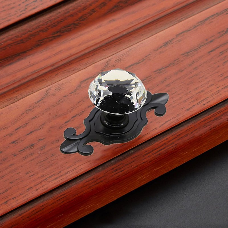 Kelier Crystal Glass Cabinet Knobs, [8 Pack] Elegant Diamond Drawer