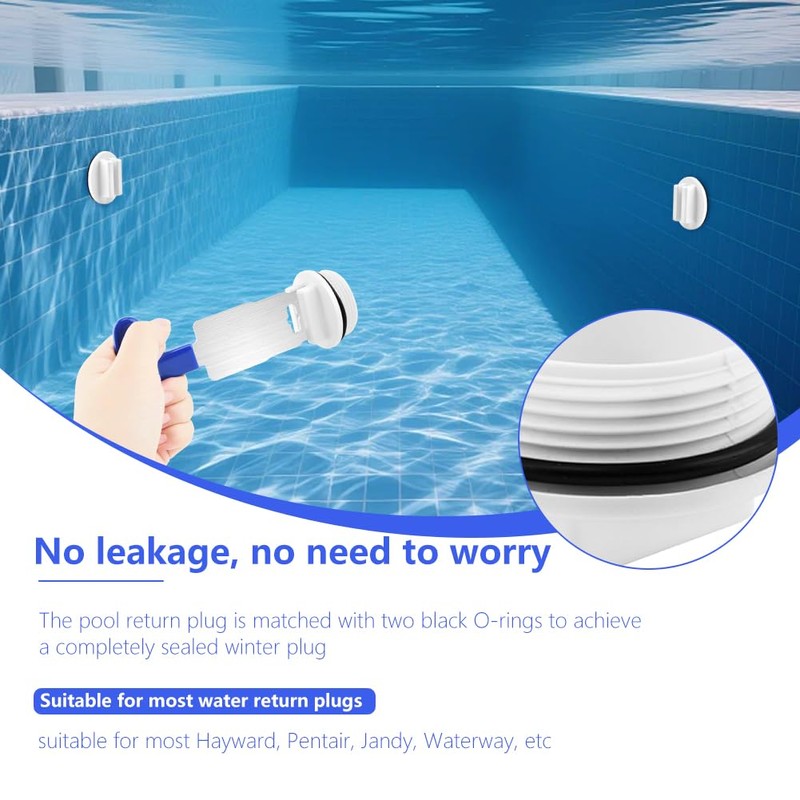 2 Pack 1.5" Threaded Pool Plugs with T-Wrench, Pool Jet