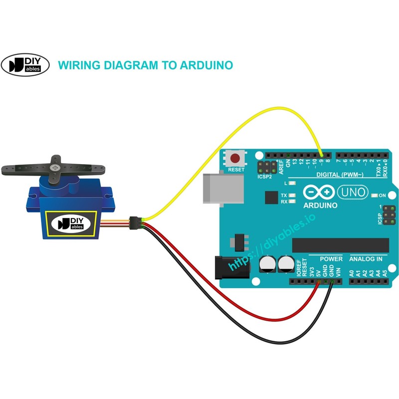 DIYables Servo Motor SG90 180 Degree for Arduino, ESP32, ESP8266,