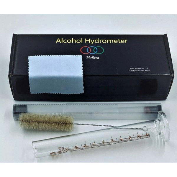 Unbranded Alcohol Hydrometer 0-100% ABV Proof Tralle 0-200 Meter Whisky