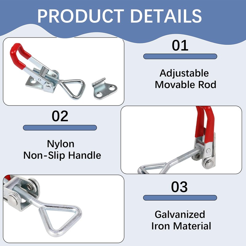 4 Pack Heavy Duty Metal Toggle Latch, Adjustable Box Closure