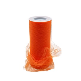1PC Decorative Matte Tulle Roll/Spool 6 Inches x 25 Yards Polyester-Made Tulle Fabric DIY Craft Tutu Gift Wrap Bow Sewing Fabric Bridal Veil Wholesale Bulk (Orange)