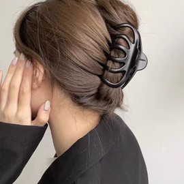 Fuyunohi Hair Clip, Large Hair Clip, Tightly Curled, Hair Clip, Korean, Fashion, Set of 2, Simplified, Elegant, Women's Fashion, Accessories, Tortoise Shell, Black, Brown