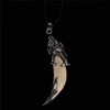 yigedan Mens Vintage Silver Wolf Tooth Pendant Necklace 62mm