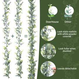 20 Pcs 5.9ft Artificial Eucalyptus Garland Greenery Eucalyptus Leaves Vines Faux Silk Silver Dollar Eucalyptus Vines Plants for Wedding Party Tables Centerpieces Backdrop Arch Wall (Stylish Style)